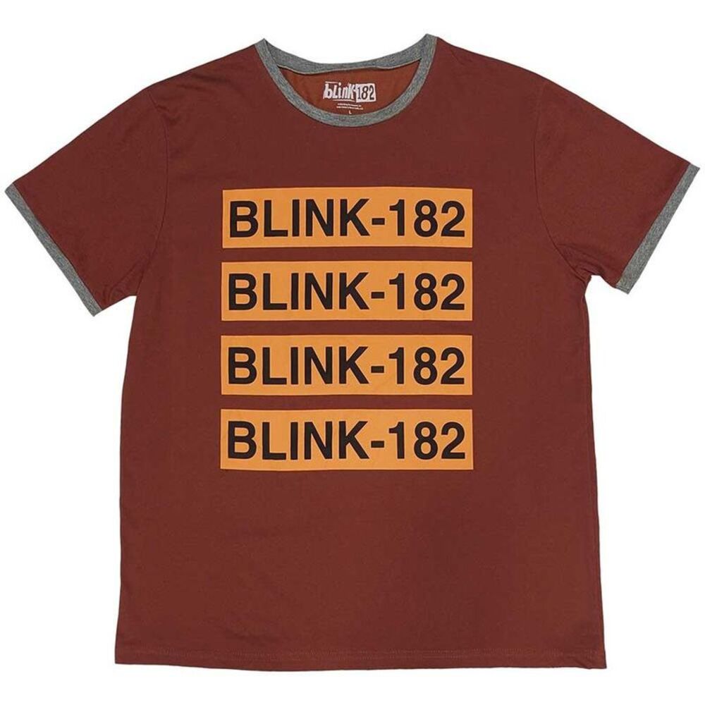 Blink 182 Unisex Adult Ringer Logo T-Shirt / Red